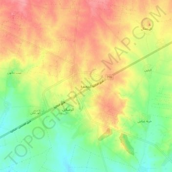 Al Mu`abbadah topographic map, elevation, terrain