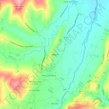 Miralbello topographic map, elevation, terrain