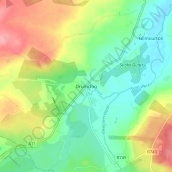 Drumclog topographic map, elevation, terrain