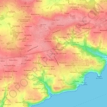 Croas ar Go topographic map, elevation, terrain