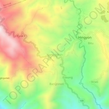 Namulditan topographic map, elevation, terrain
