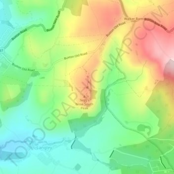 Tegg's Nose topographic map, elevation, terrain