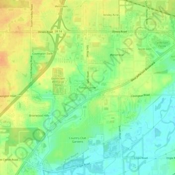 Times Corner topographic map, elevation, terrain