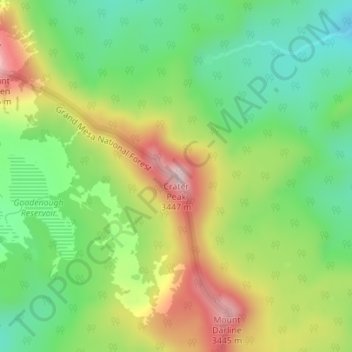 Crater Peak topographic map, elevation, terrain