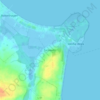 Tarnewitz topographic map, elevation, terrain