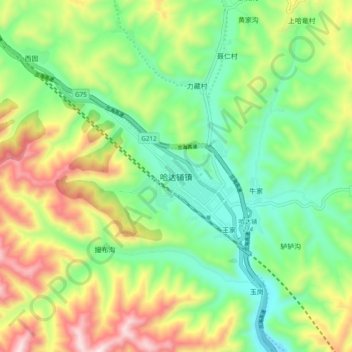 Hadapu topographic map, elevation, terrain