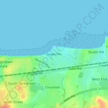 Swalecliffe topographic map, elevation, terrain