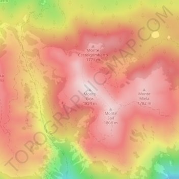 Monte Fior topographic map, elevation, terrain