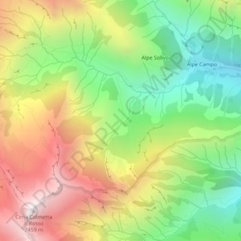 Alpe del Cortese topographic map, elevation, terrain
