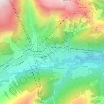 Sedrun topographic map, elevation, terrain