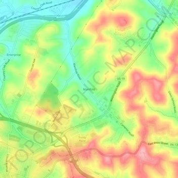 Manifold topographic map, elevation, terrain