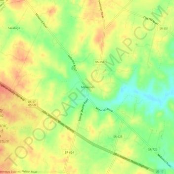 Millwood topographic map, elevation, terrain