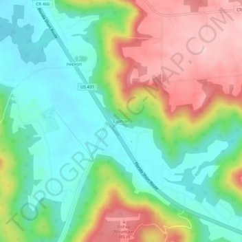 Cushion topographic map, elevation, terrain