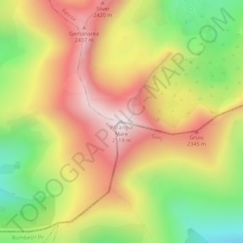 Parângul Mare topographic map, elevation, terrain