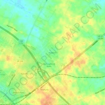 Kingston topographic map, elevation, terrain