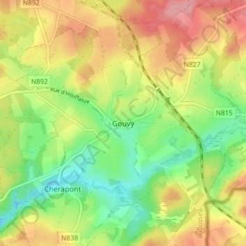 Gouvy topographic map, elevation, terrain