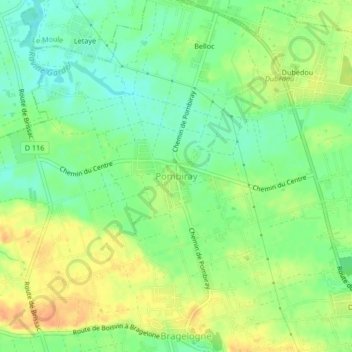 Pombiray topographic map, elevation, terrain