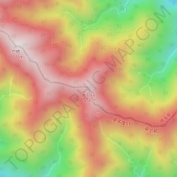 Mt. Tenmoku topographic map, elevation, terrain