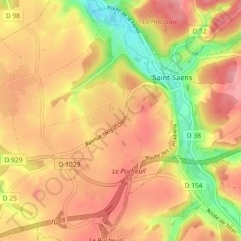 Le Quesnay topographic map, elevation, terrain