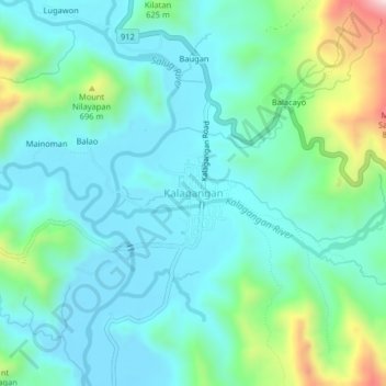Kalagangan topographic map, elevation, terrain
