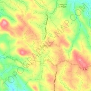 Kadakkal topographic map, elevation, terrain