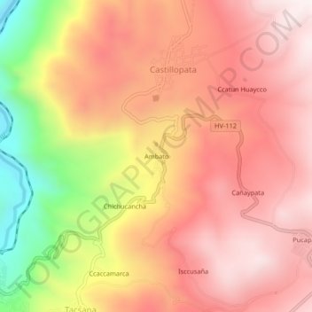 Ambato topographic map, elevation, terrain