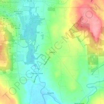 Fayette topographic map, elevation, terrain