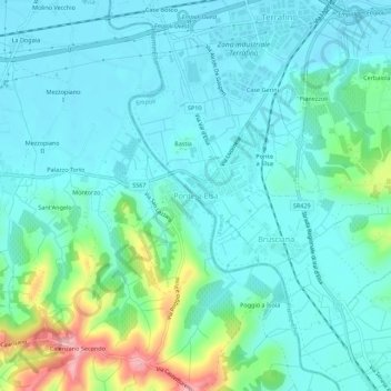 Ponte a Elsa topographic map, elevation, terrain
