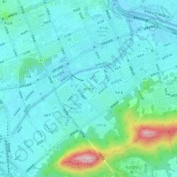 달터마을 topographic map, elevation, terrain