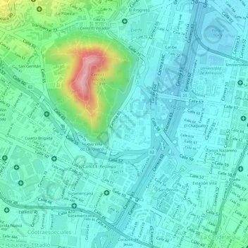 Universidad Nacional topographic map, elevation, terrain