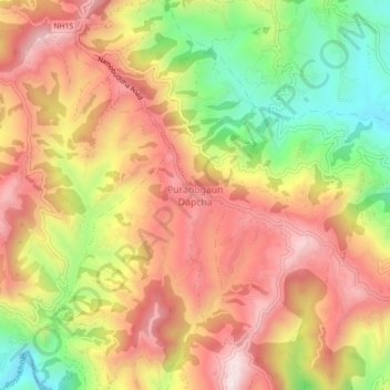 Puranogaun Dapcha topographic map, elevation, terrain