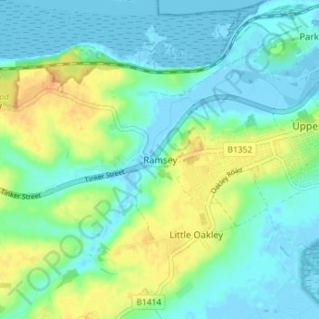 Ramsey topographic map, elevation, terrain