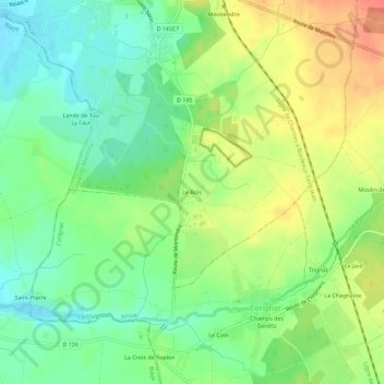 Le Bois topographic map, elevation, terrain