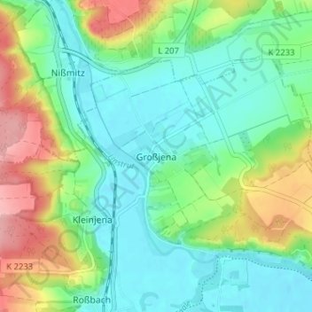 Großjena topographic map, elevation, terrain