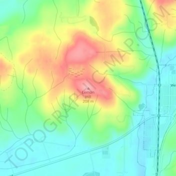 Lemon Hill topographic map, elevation, terrain