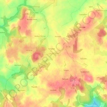 Lann Kerglaive topographic map, elevation, terrain