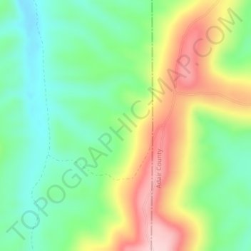Cookson Hills State Game Refuge topographic map, elevation, terrain