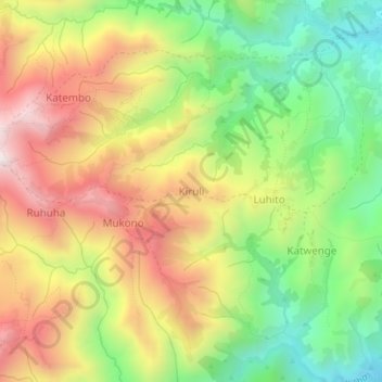 Kiruli topographic map, elevation, terrain