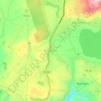 Huilahuila topographic map, elevation, terrain