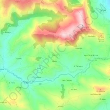 Muñó topographic map, elevation, terrain