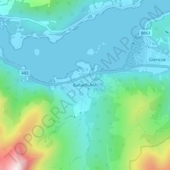 Ballachulish topographic map, elevation, terrain