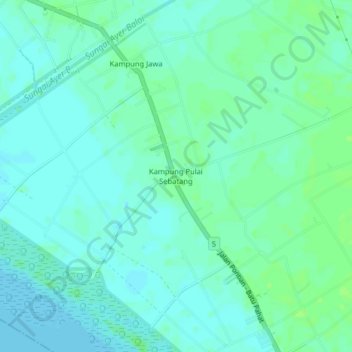 Kampung Pulai Sebatang topographic map, elevation, terrain