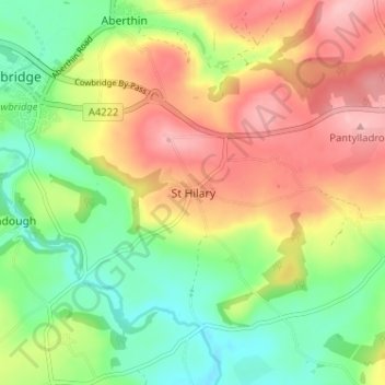 St Hilary topographic map, elevation, terrain