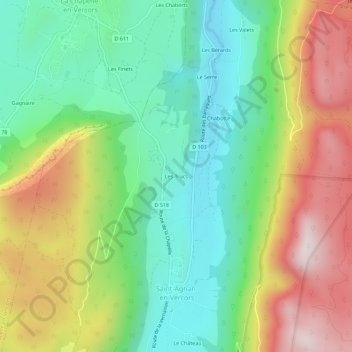 Les Trucs topographic map, elevation, terrain