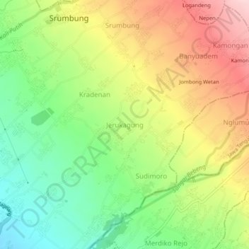 Jerukagung topographic map, elevation, terrain