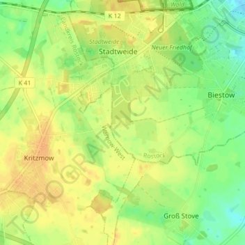 Biestow Ausbau topographic map, elevation, terrain