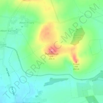 Woodborough Hill topographic map, elevation, terrain