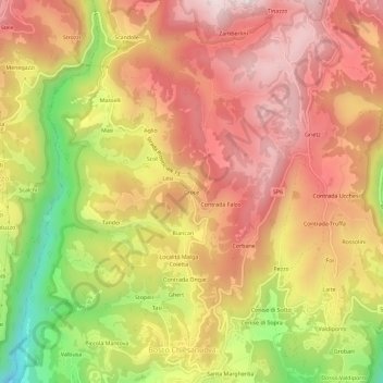 Croce topographic map, elevation, terrain