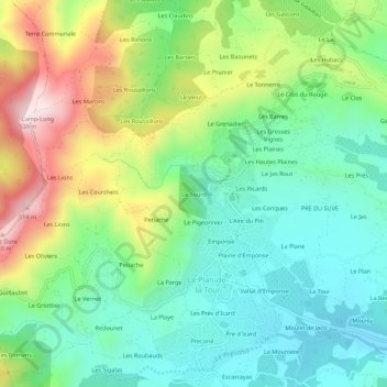Le Sourd topographic map, elevation, terrain