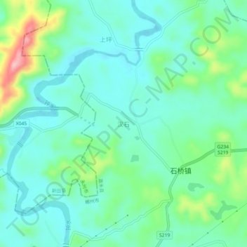 汉石 topographic map, elevation, terrain